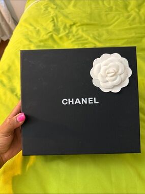 CHANEL Black Box with White Camellia Accent